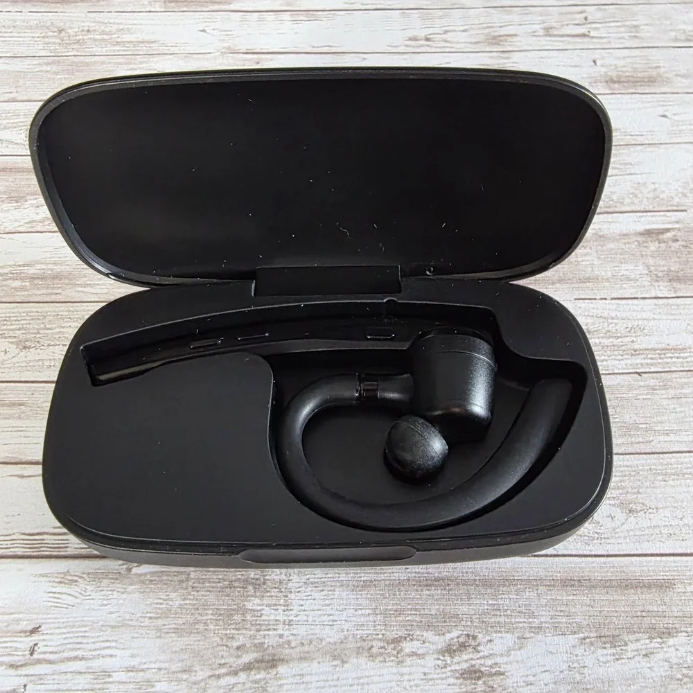 New Bee M54 Bluetooth Headset Wireless Earpiece Mic Charging Case Black